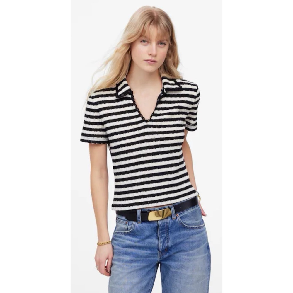 Madewell Striped Knit Polo Top